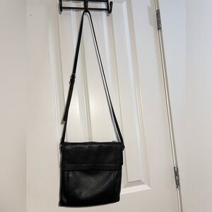 Black leather crossbody bag with adjustable strap #crossbodybag